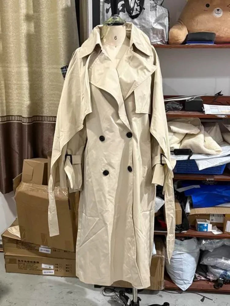 Casual Solid Long Trench Coat Women Stand Collar