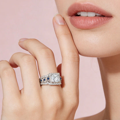 Wedding Rings Set for Women 925 Silver 2.6Ct Princess