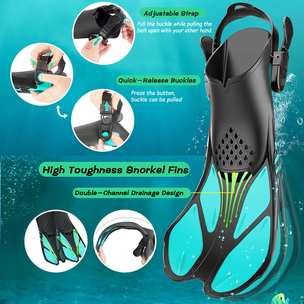 Snorkel Fins Swimming Flippers Adjustable Buckles