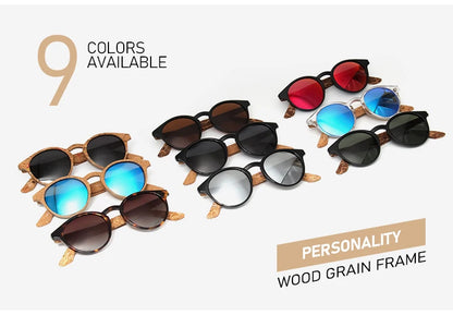 Kenbo Fashion Wood Grain Round Polarized Sunglasses