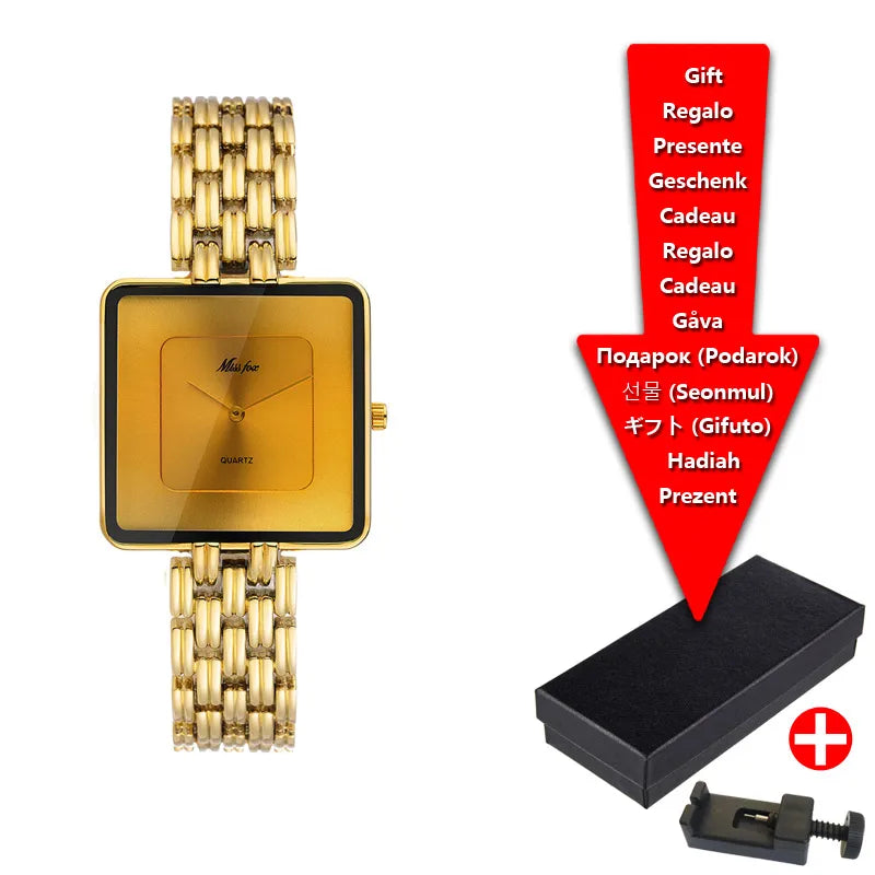 Watch with Simple Large Dial Square Quartz