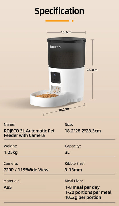 Automatic Cat Feeder With Camera Video Cat Food Dispenser Pet