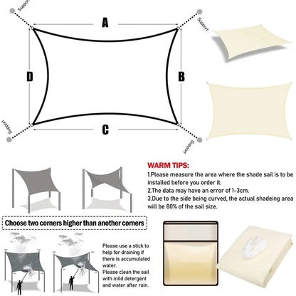 Sun Shade Sail Waterproof Outdoor Square Rectangle Garden