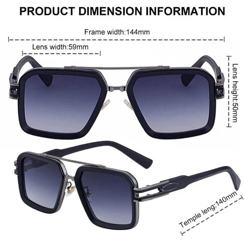 Oversized Steampunk Square Sunglasses Men Big Luxury Brand