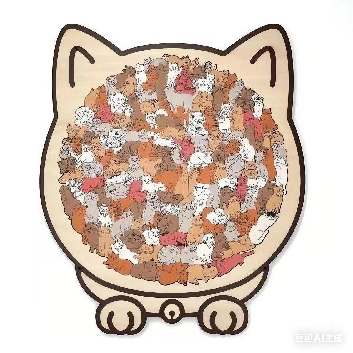 Colored Cat Shaped Wooden Jigsaw Puzzle, Cats Shaped
