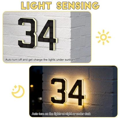 LED Solar House Number Light Waterproof Address Plate