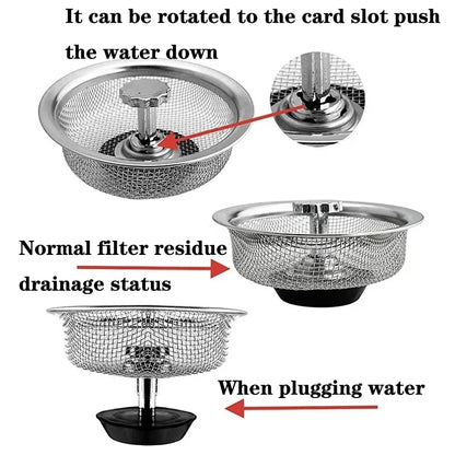 Kitchen Sink Stainless Steel Filter Sewer Mesh Strainers