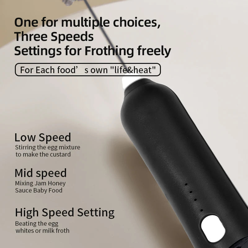 HOT  Electric Milk Frother + Egg Beater Wireless Type-C Charging