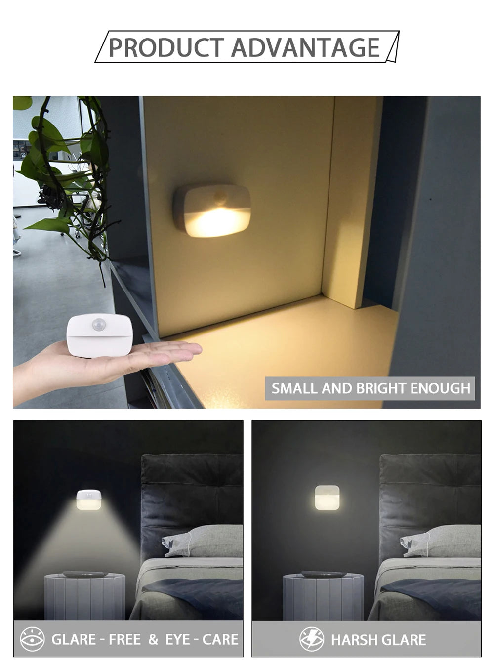 LED Auto ON/OFF Smart Night Lamp Under Cabinet Light