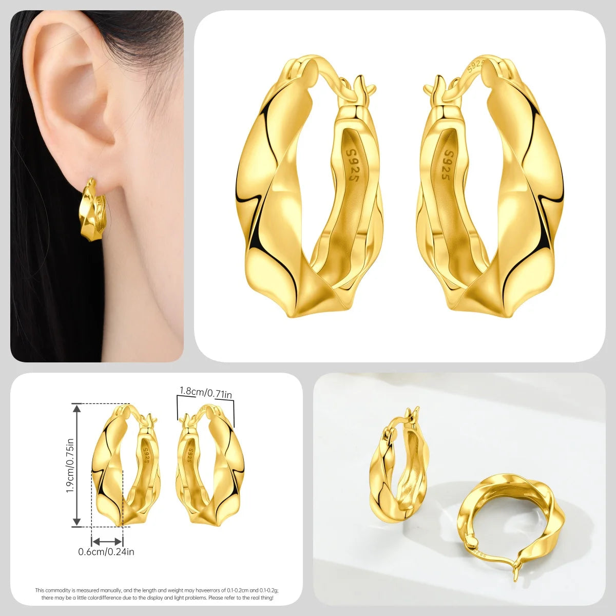 New 925 Sterling Silver 18K Gold Plated Cherry Blossom Butterfly