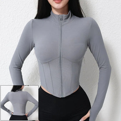 Cloud Hide Front Zipper Sports Jacket for Woman Long Sleeve