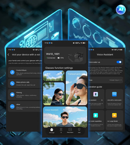 AI Smart Glasses with 8MP Camera Video Recording 100+ Languages