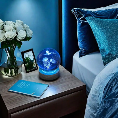 Deep-Sea Jellyfish Crystal Ball, USB-Powered Glass Ball Night Light