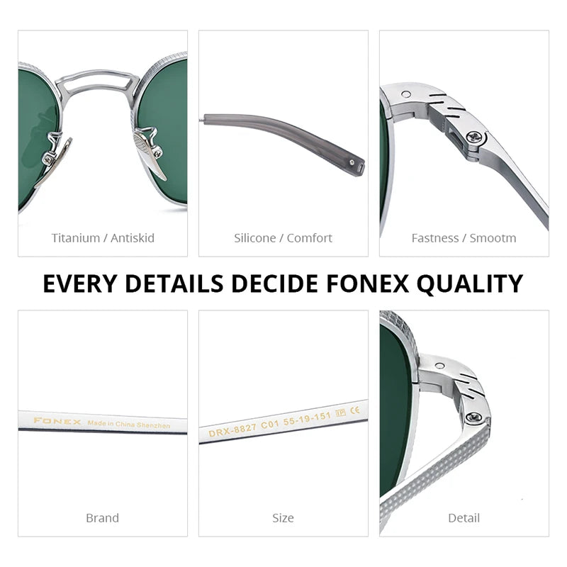 FONEX Titanium Sunglasses Men Famous Brand Design