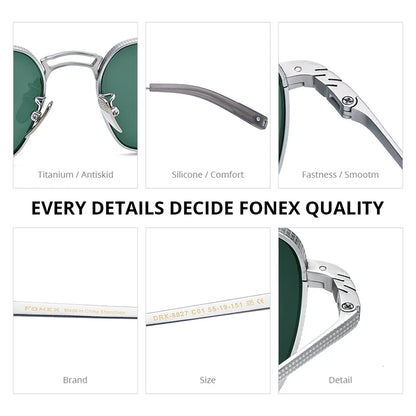 FONEX Titanium Sunglasses Men Famous Brand Design