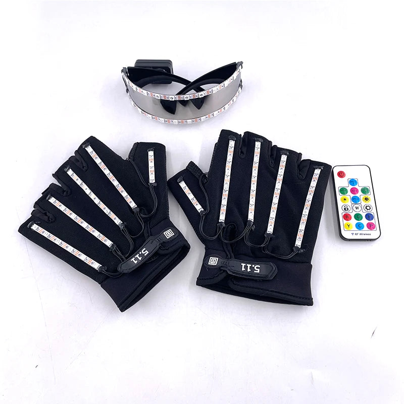 1set Luminous Glowing Glasses and Gloves Remote Control