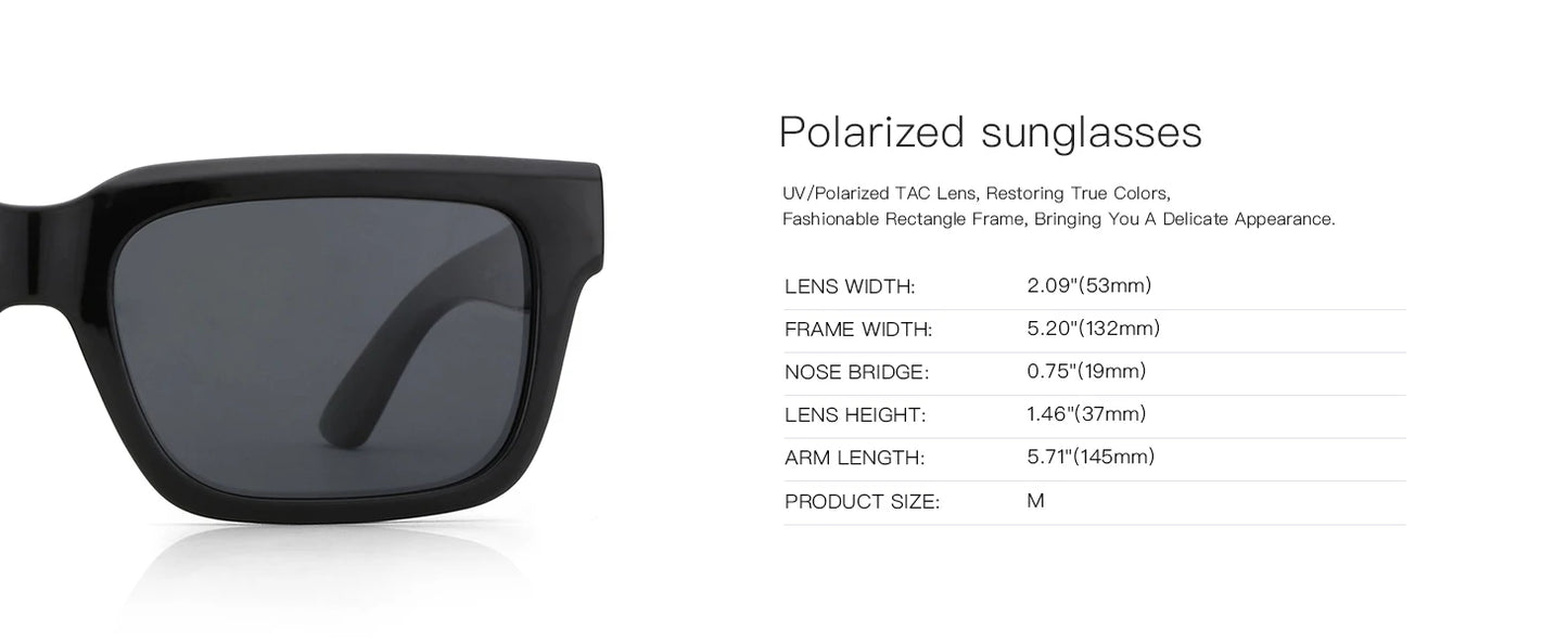 Retro Rectangle Sunglasses for Men Women Polarized