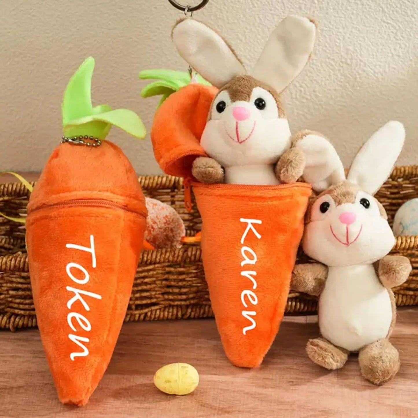 Custom Easter Plush Rabbit Keychain Personalized