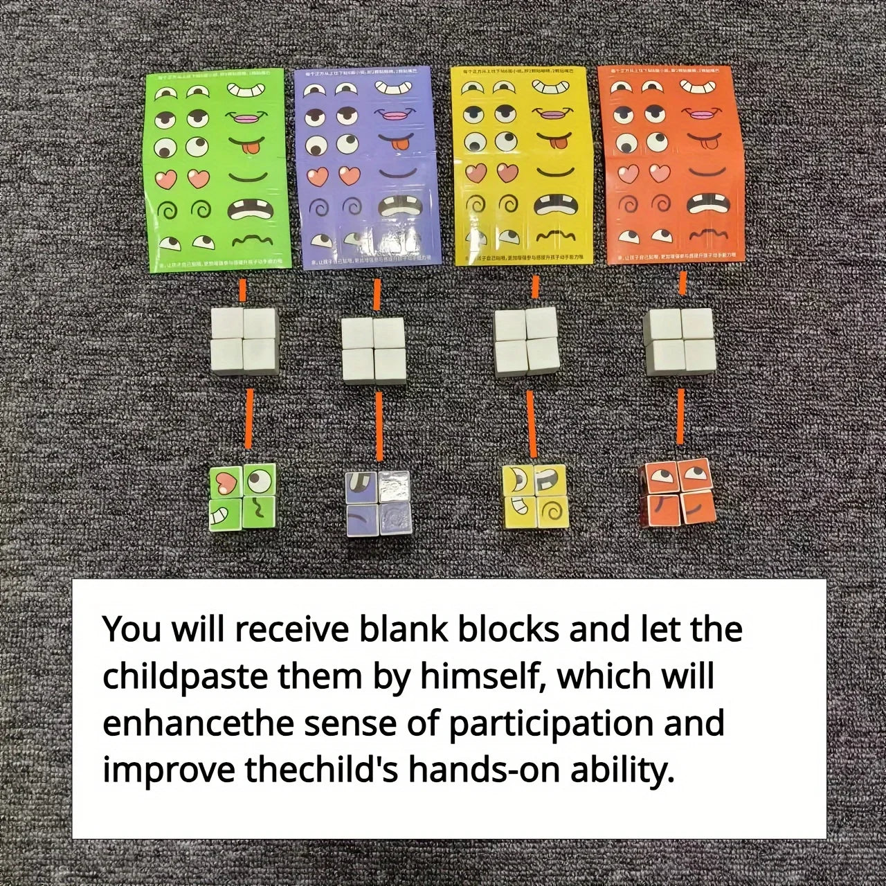Kids Face Change Cube Game Montessori Expression Puzzle