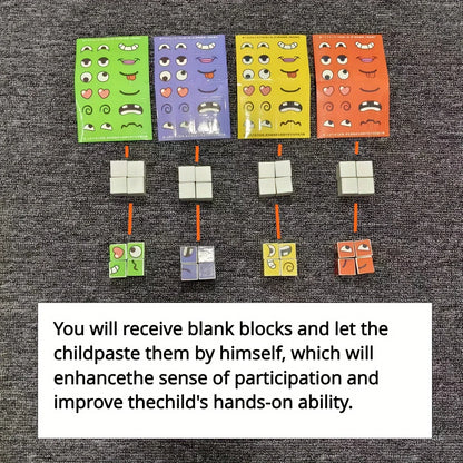 Kids Face Change Cube Game Montessori Expression Puzzle