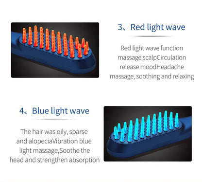 Electric Vibration Massage Comb Blue and Red Light