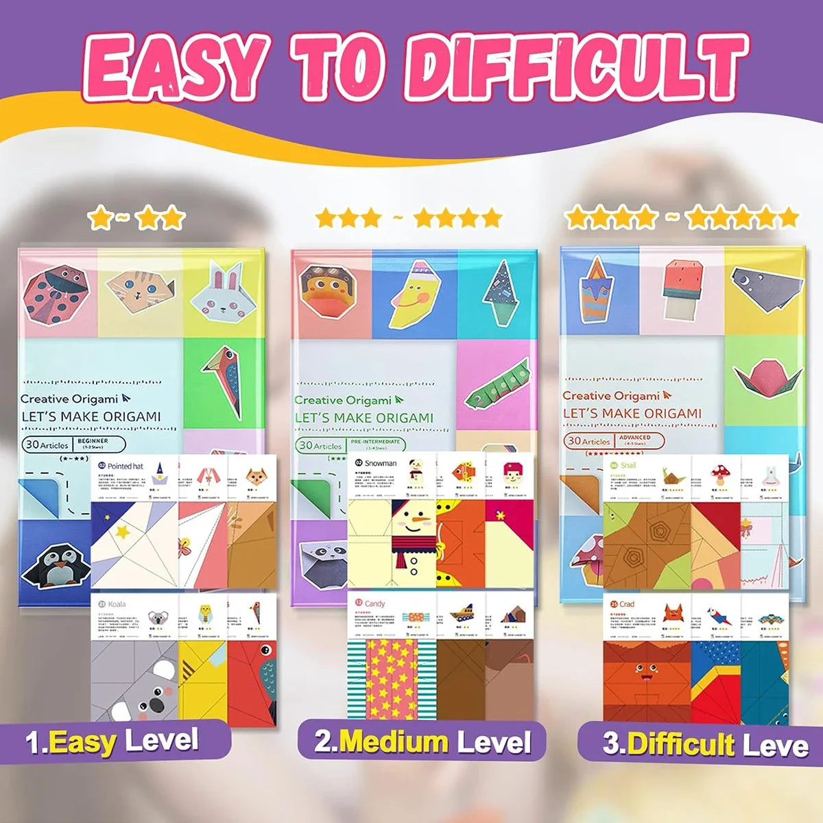 Origami Kit with 30/96 Sheets Paper & Guide Book