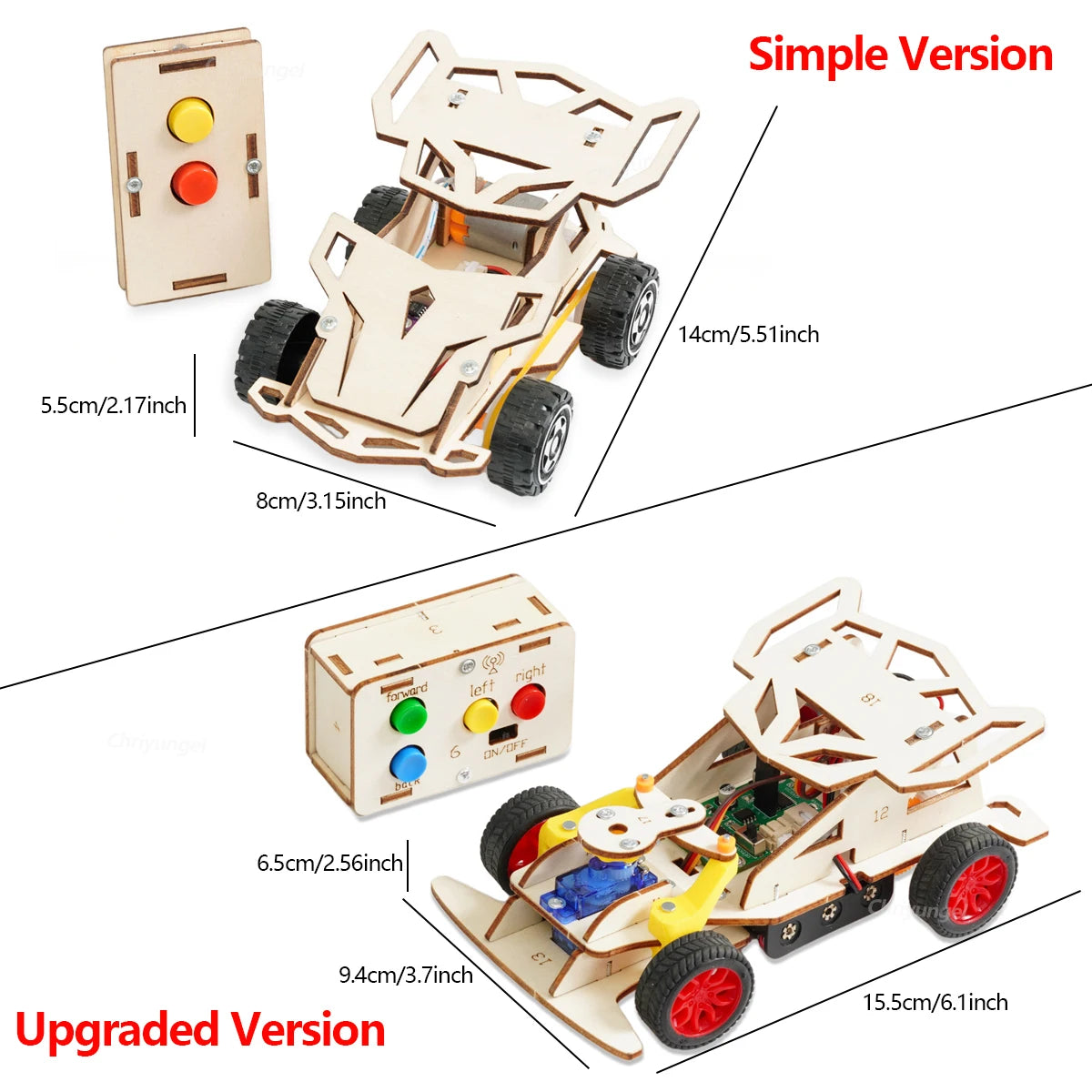 DIY Wooden Remote Control Car Mini Four-Wheel Drive