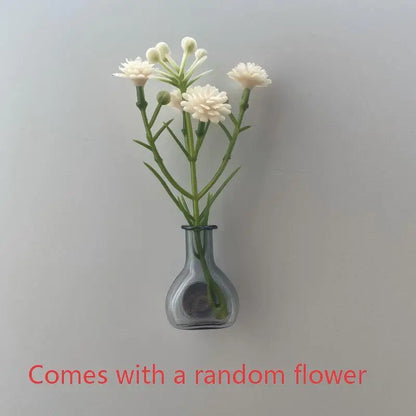 Magnetic Glass Vase Set - Mini Plant Pot Magnets for Refrigerator