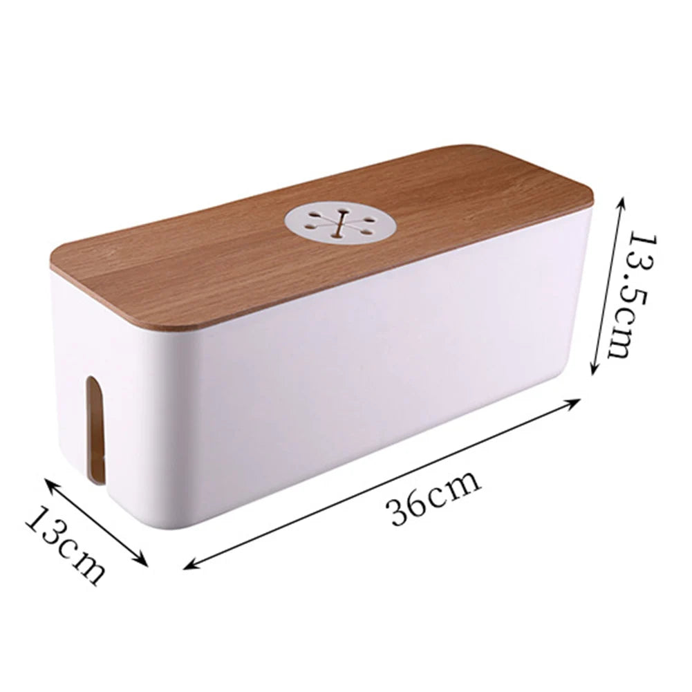 Wooden Cable Storage Box Power Line Storage Case