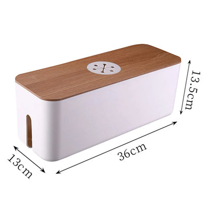 Wooden Cable Storage Box Power Line Storage Case