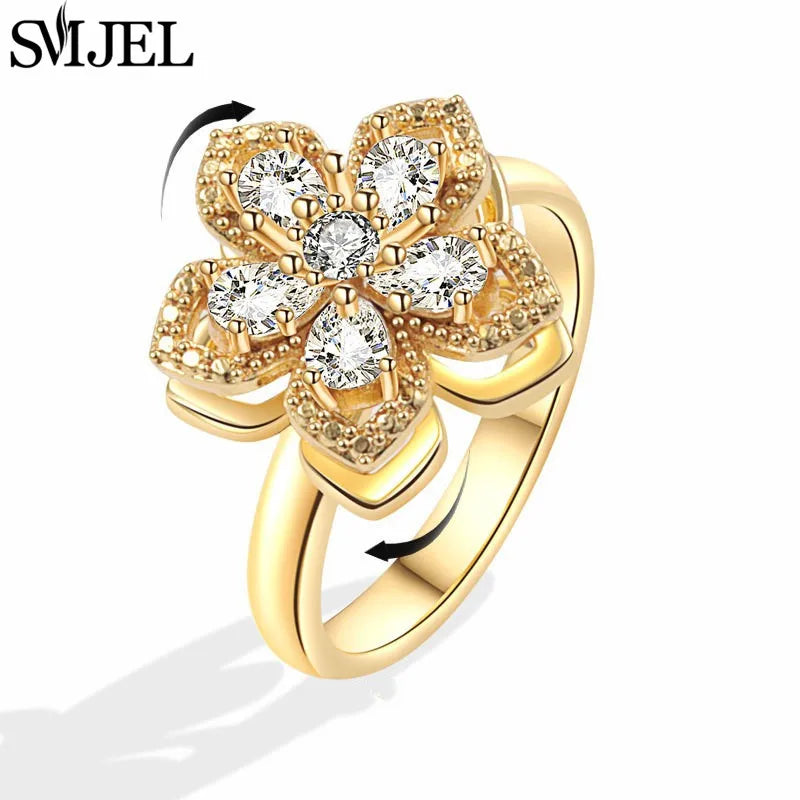 Luxury Crystal Anxiety Relief Spinning Fidget Rings for Women