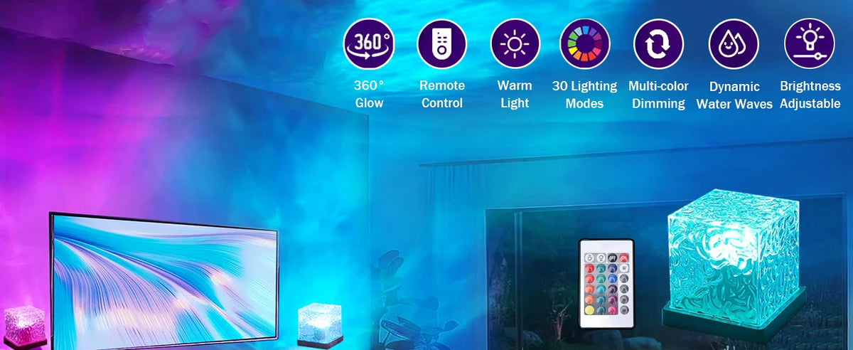 LED Water Ripples Lamp Galaxy Projector Night Light with Remote Control