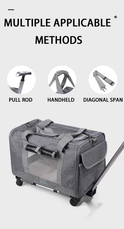 Pet Carrier with Wheels for Dogs Rolling Pet Carrier
