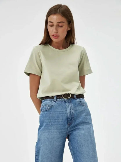 Bornladies Summer 100% Cotton Women's T-shirt Bottoming Tops