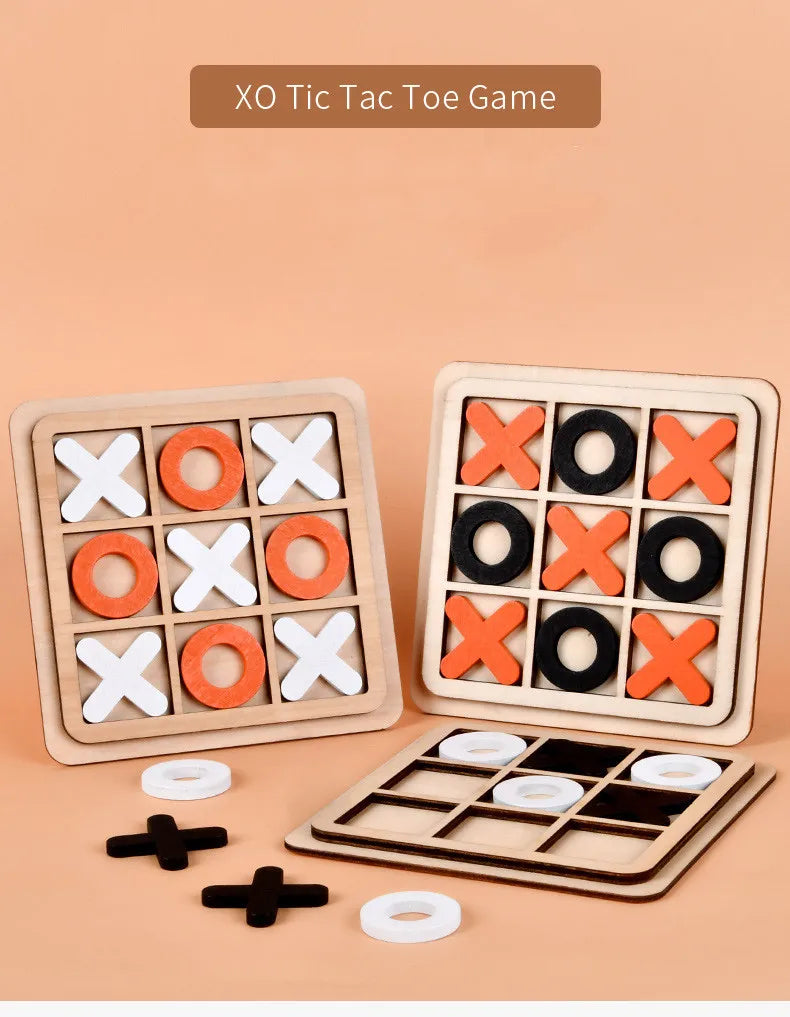 Montessori Chess Play Wooden Jigsaw Toy Game Interaction