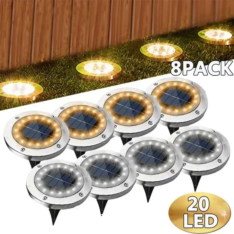 Solar Lights Outdoor 8/20LEDs Disk Underground Lamp