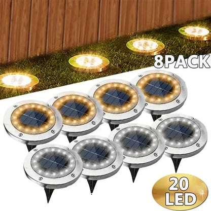 Solar Lights Outdoor 8/20LEDs Disk Underground Lamp