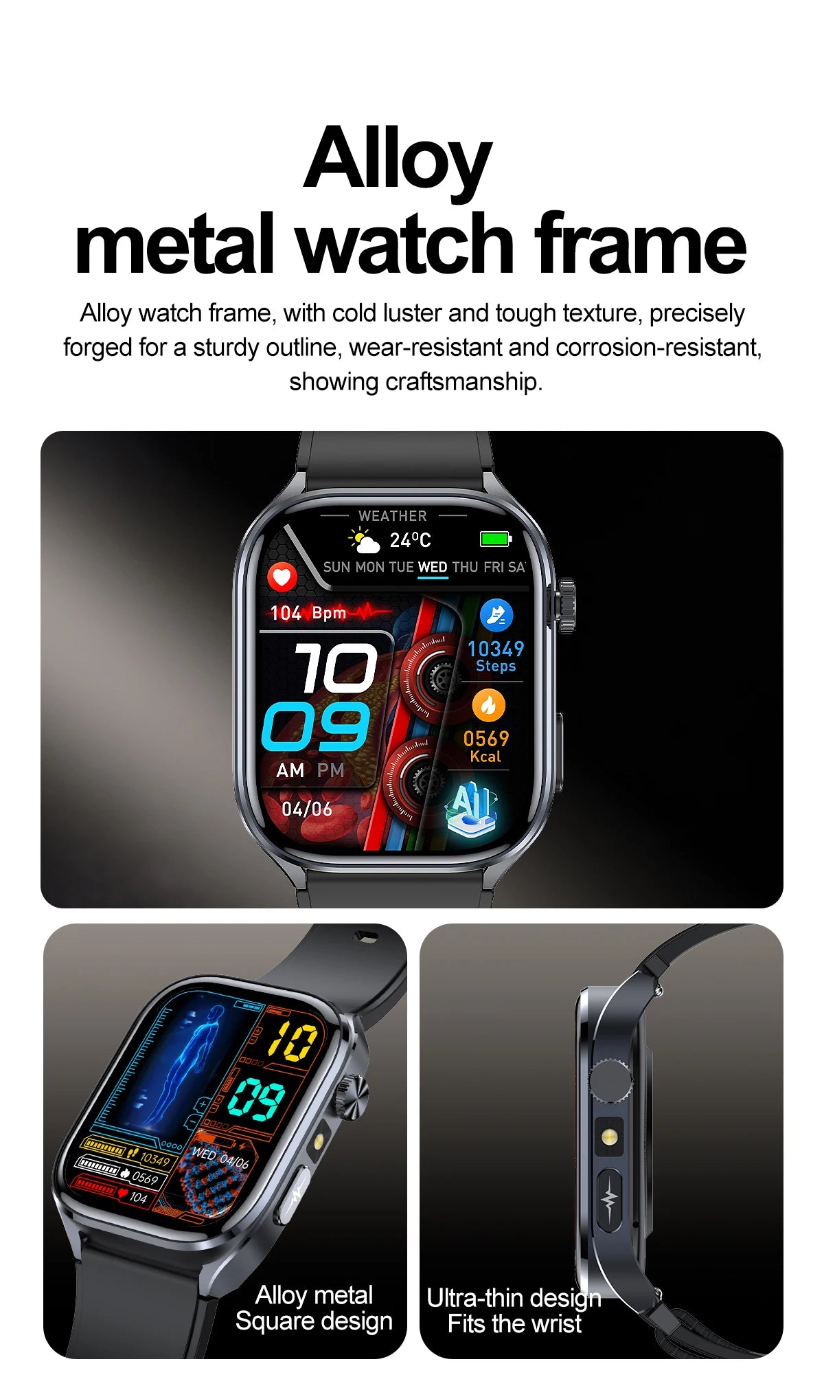 New AI Health Care Accurate detection ECG Smart Watch
