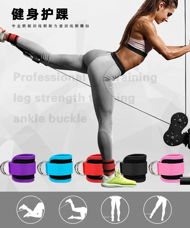 Gym Fitness Ankle Straps Adjustable D-Ring Foot Support