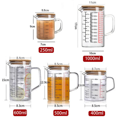 Heat-resistant Glass Measuring Cup With Wood Lid