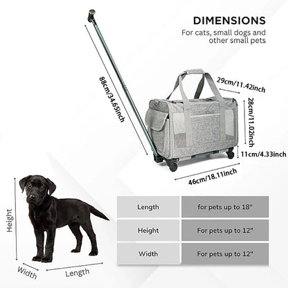 Pet Carrier with Wheels for Dogs Rolling Pet Carrier