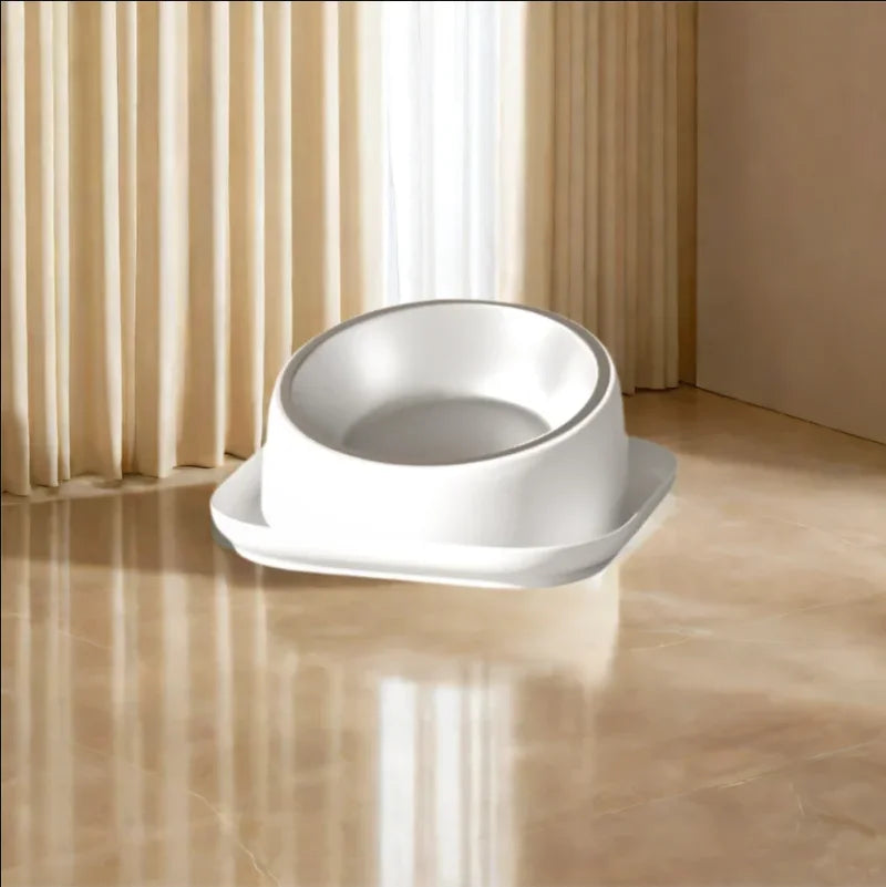 Tilted Cat Bowl Stainless Steel Neck Protection Anti Slip