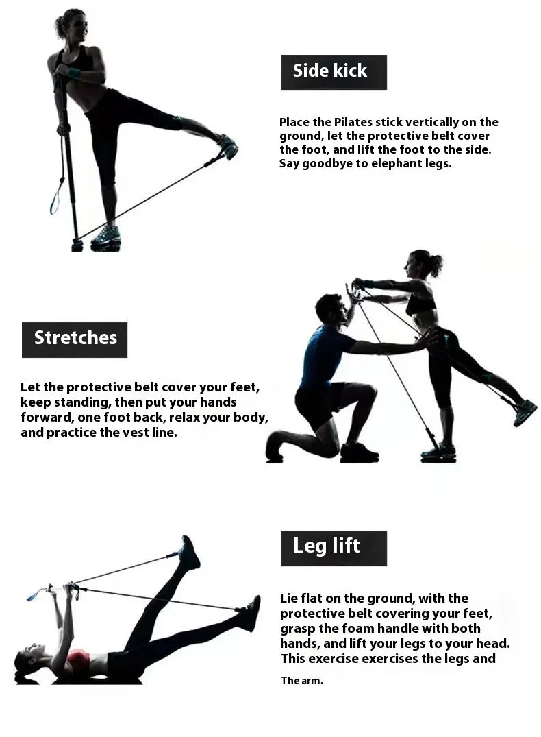 Pilates Stick - Adjustable Fitness Bar for Home Workout Yoga