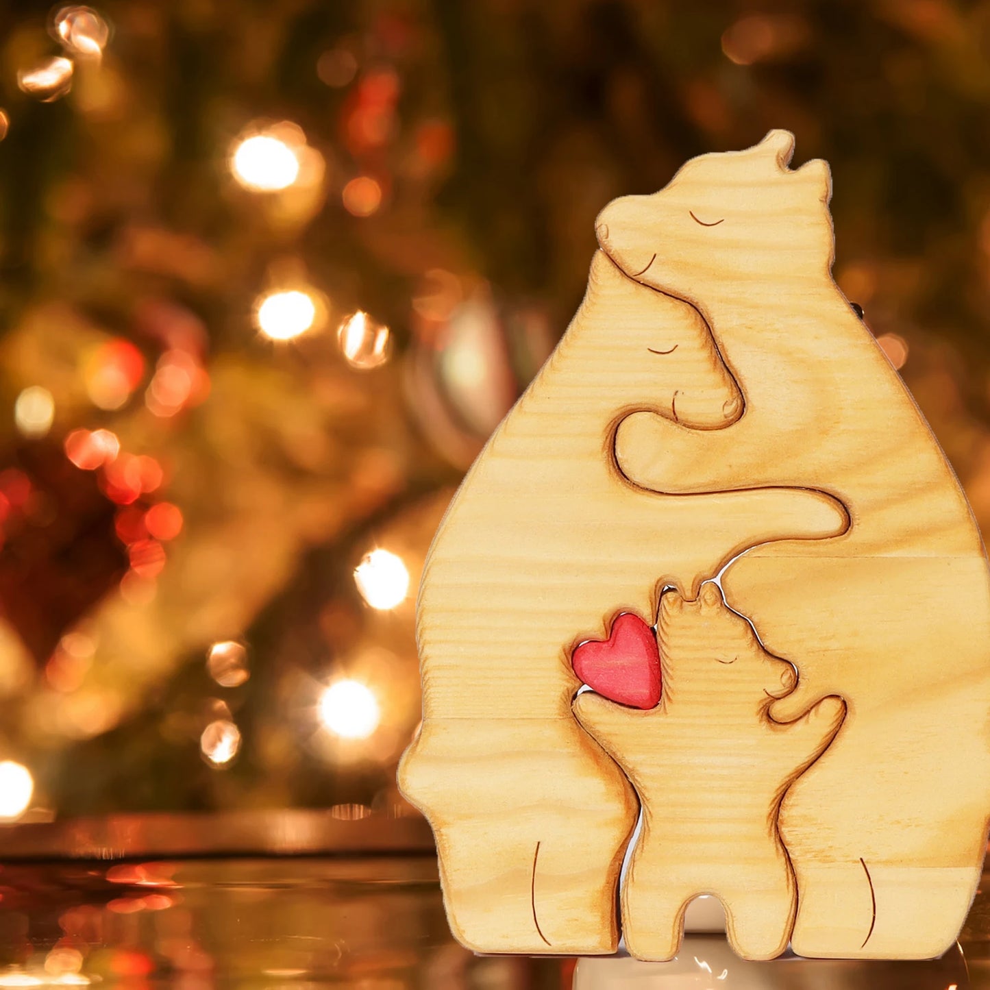 Art Wooden Bear Family Puzzle Personalized Name Custom