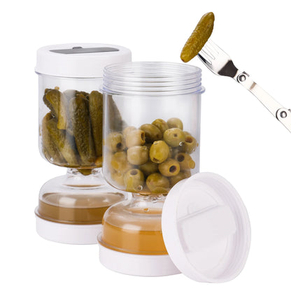 New Olive and Pickle Strainer Jar Olive Container Hourglass