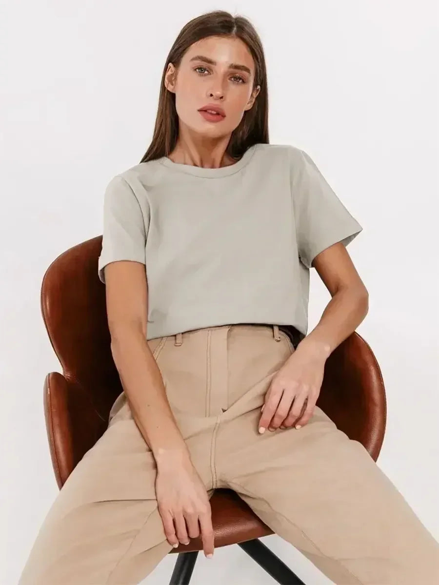 Bornladies Summer 100% Cotton Women's T-shirt Bottoming Tops