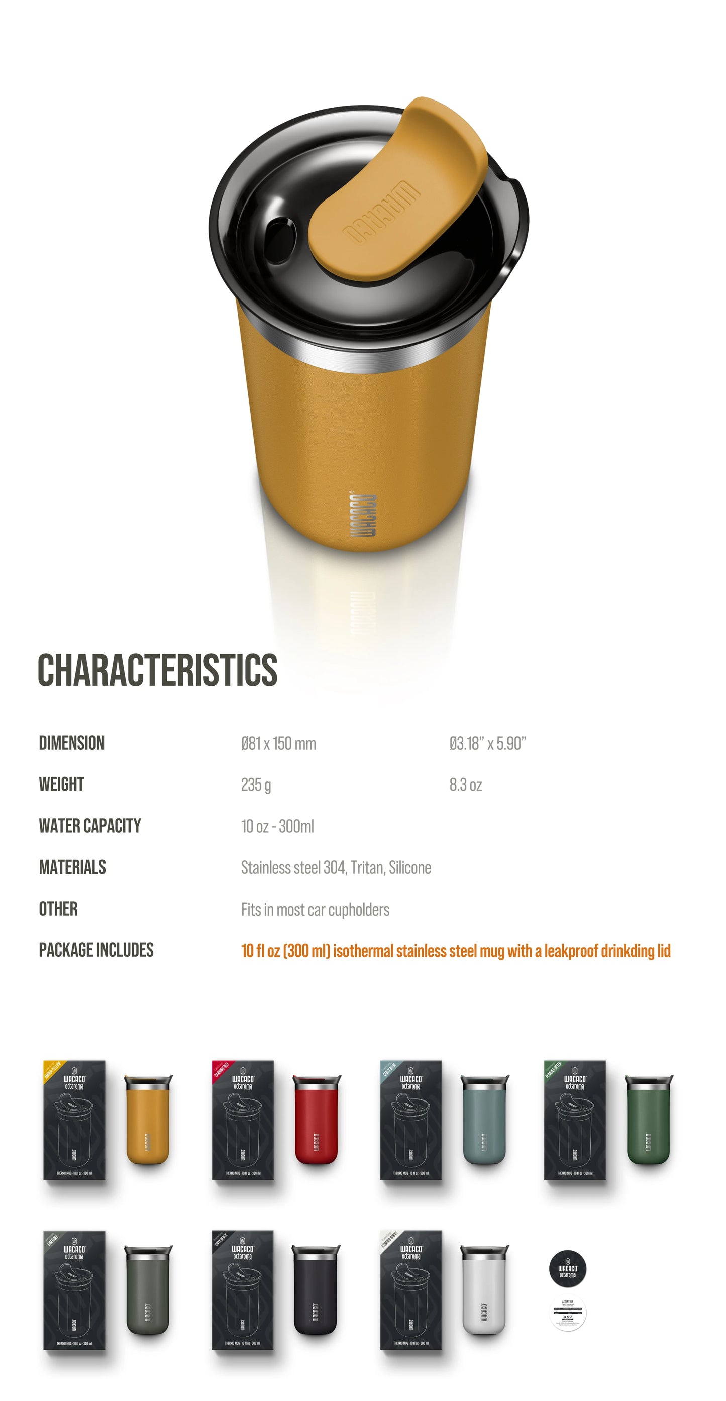 Vacuum Insulated Coffee Mug, Double-wall Stainless Steel