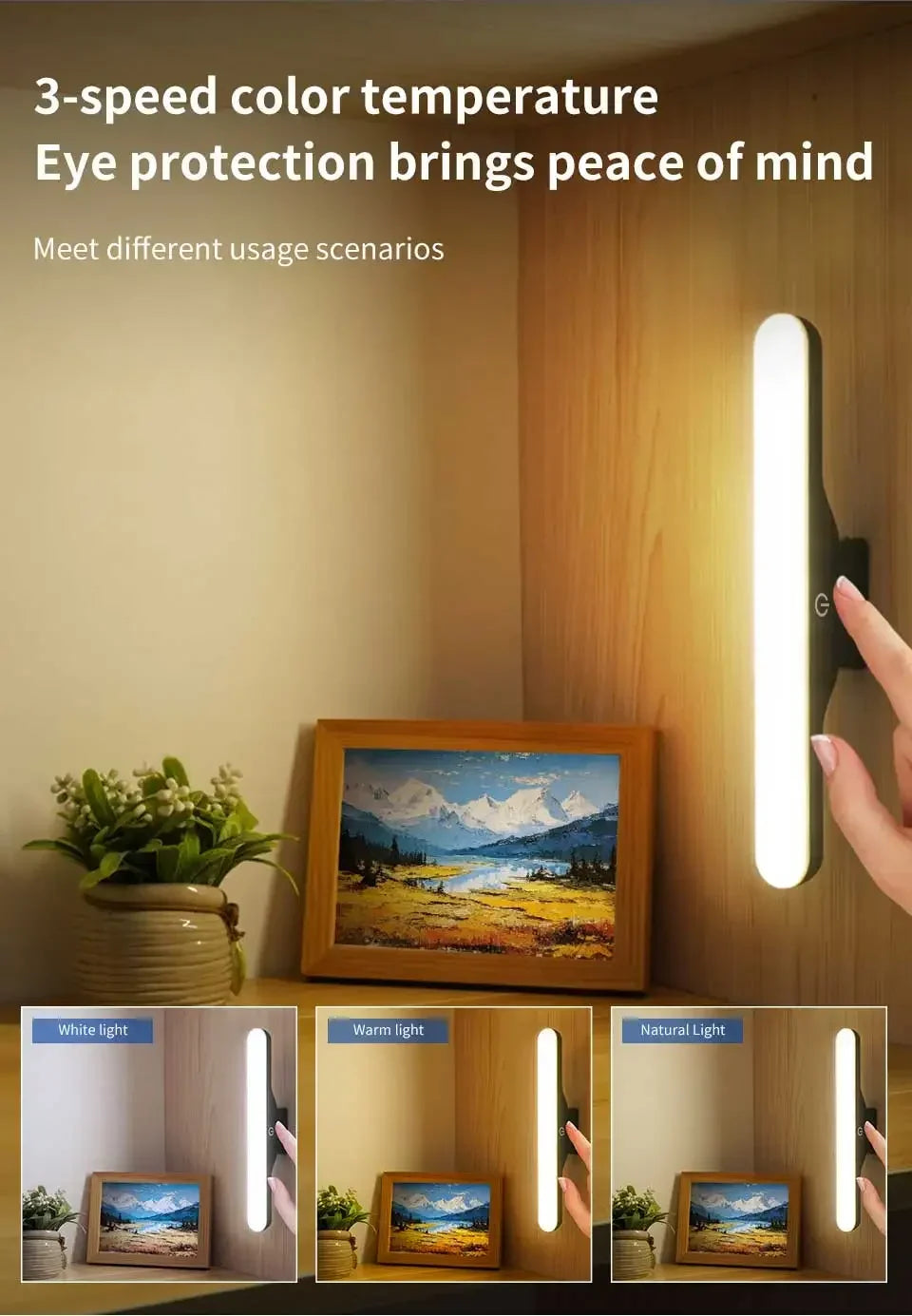 Rechargeable LED Magnetic Mirror Light Dimmable Eye-Protection