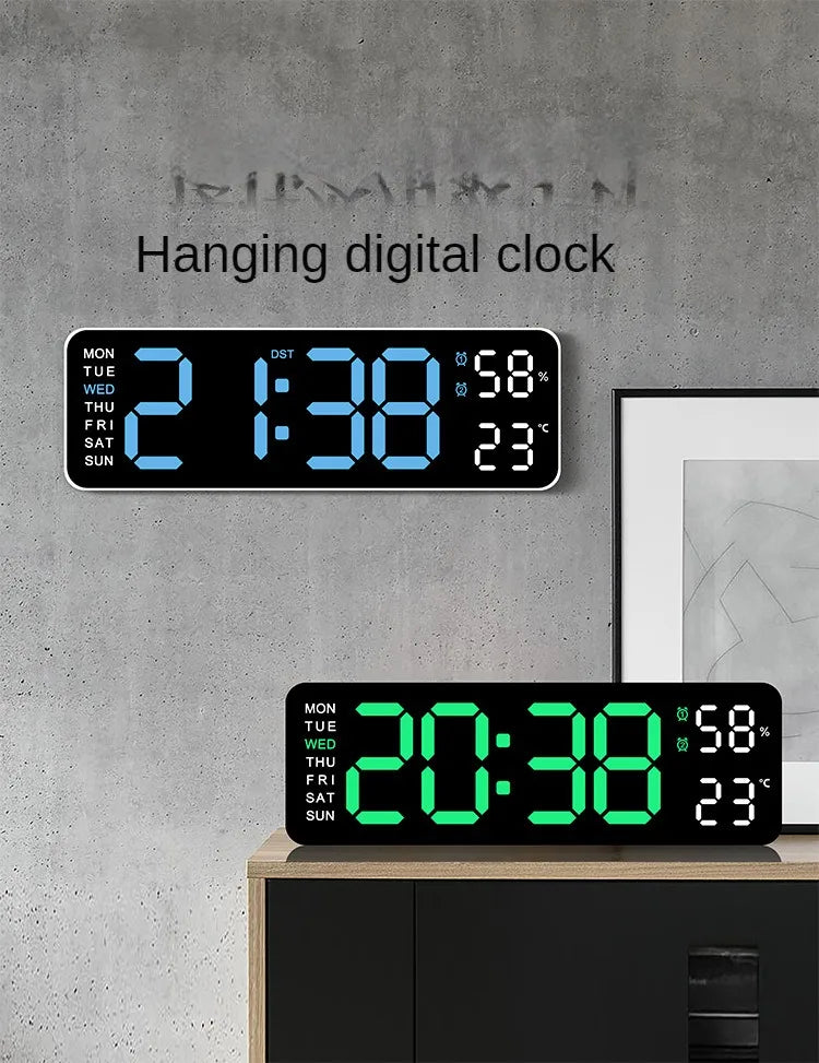 Large Digital Wall Clock Temperature and Humidity