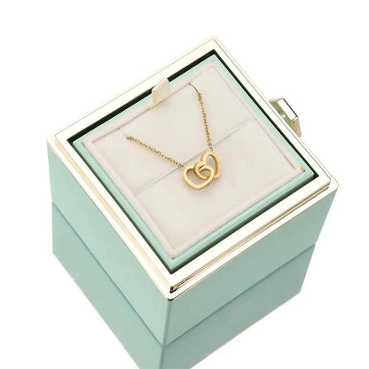 New Eternal Real Rose Rotating box Double Heart Custom